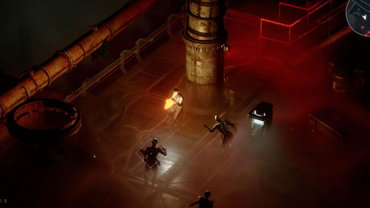 Player fighting monsters in futuristic setting in Graft